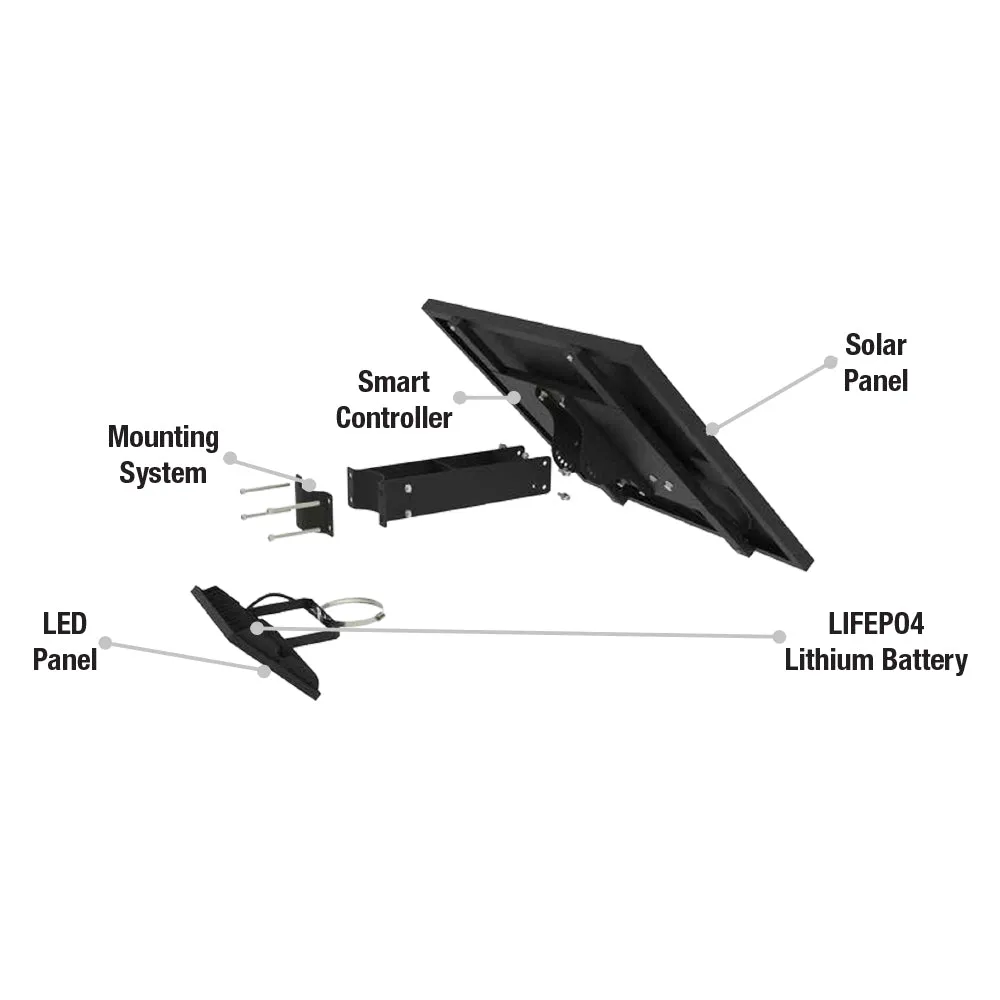 Solar Flood Light, 15W, 20W, 30W, 40W, 50W, or 60W, Up to 8400 Lumens, 5000K