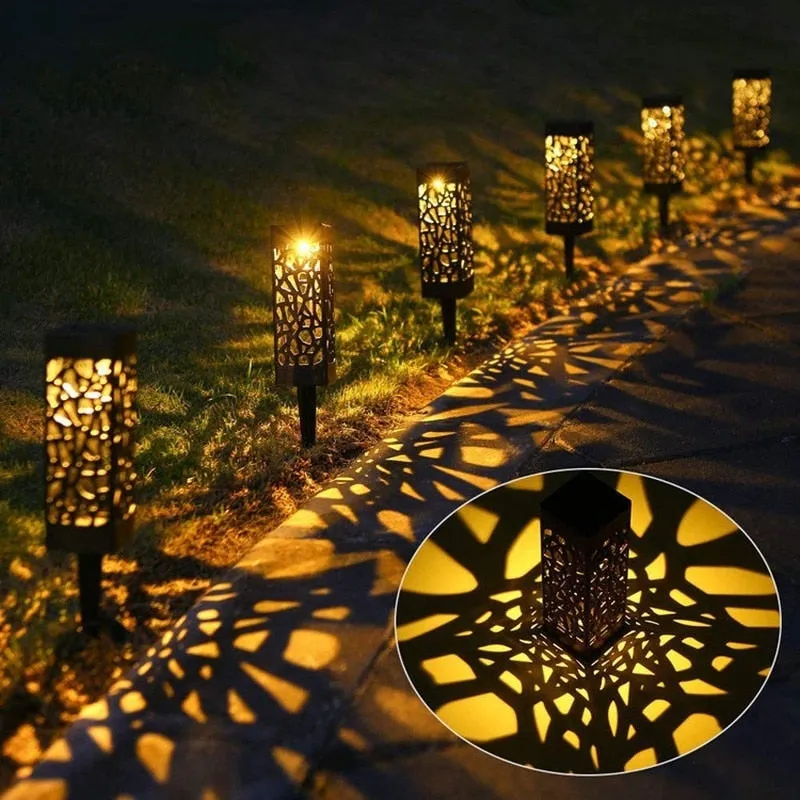 Solar Garden Light Waterproof Hollowing Out Patio Pathway Lawn Landscape Lamps Lantern Garden Decoration Outdoor Solar Lights