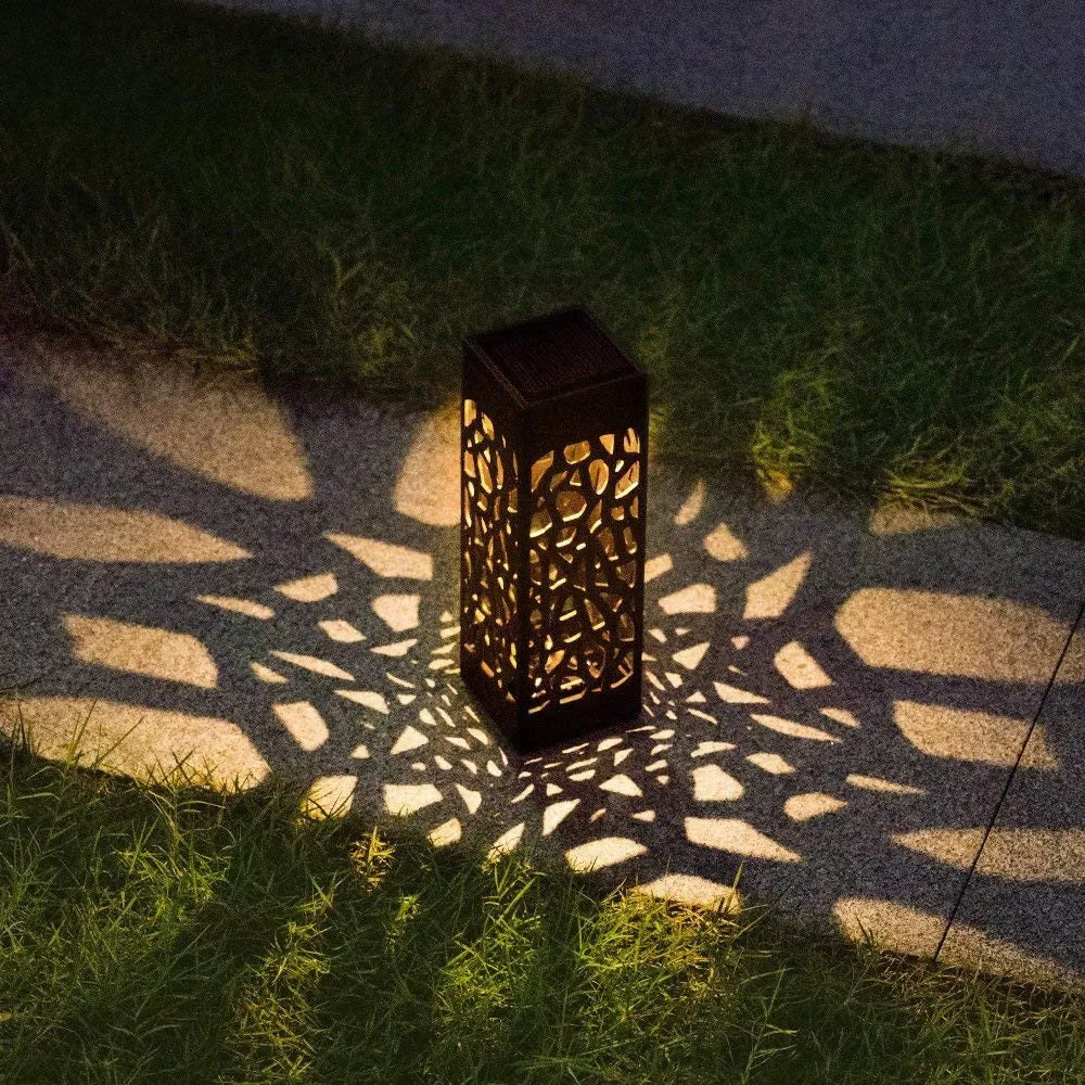 Solar Garden Light Waterproof Hollowing Out Patio Pathway Lawn Landscape Lamps Lantern Garden Decoration Outdoor Solar Lights