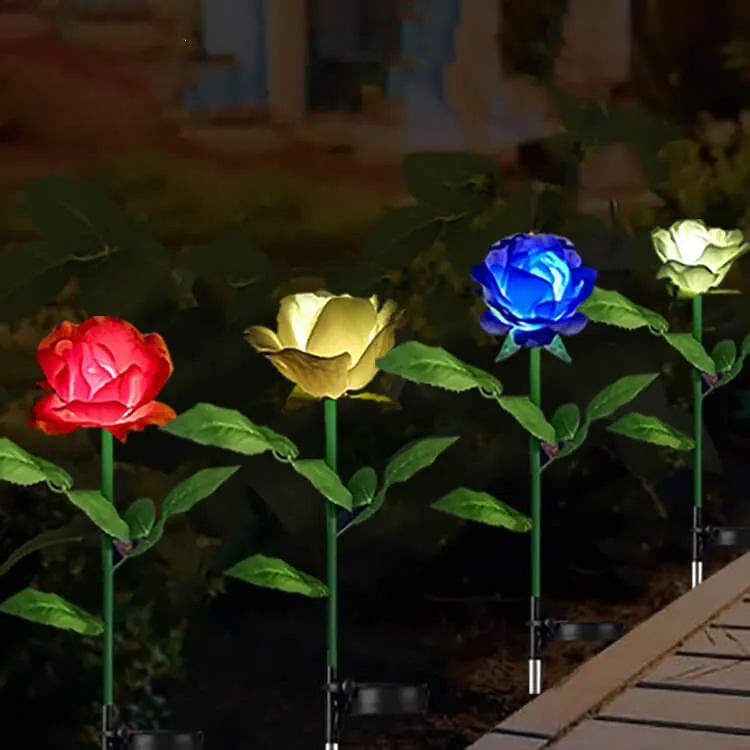 Solar Modern Garden Rose LED Grounding Plug Outdoor Light