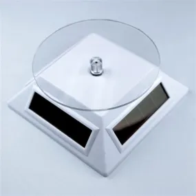 Solar Powered White Small Spinning Display Turntable