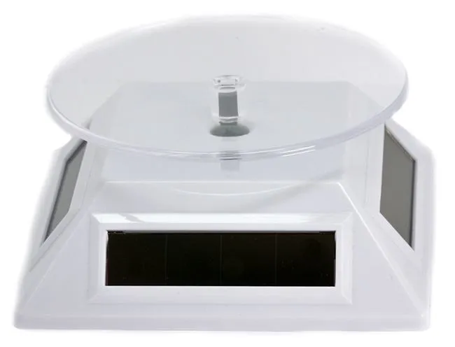 Solar Powered White Small Spinning Display Turntable