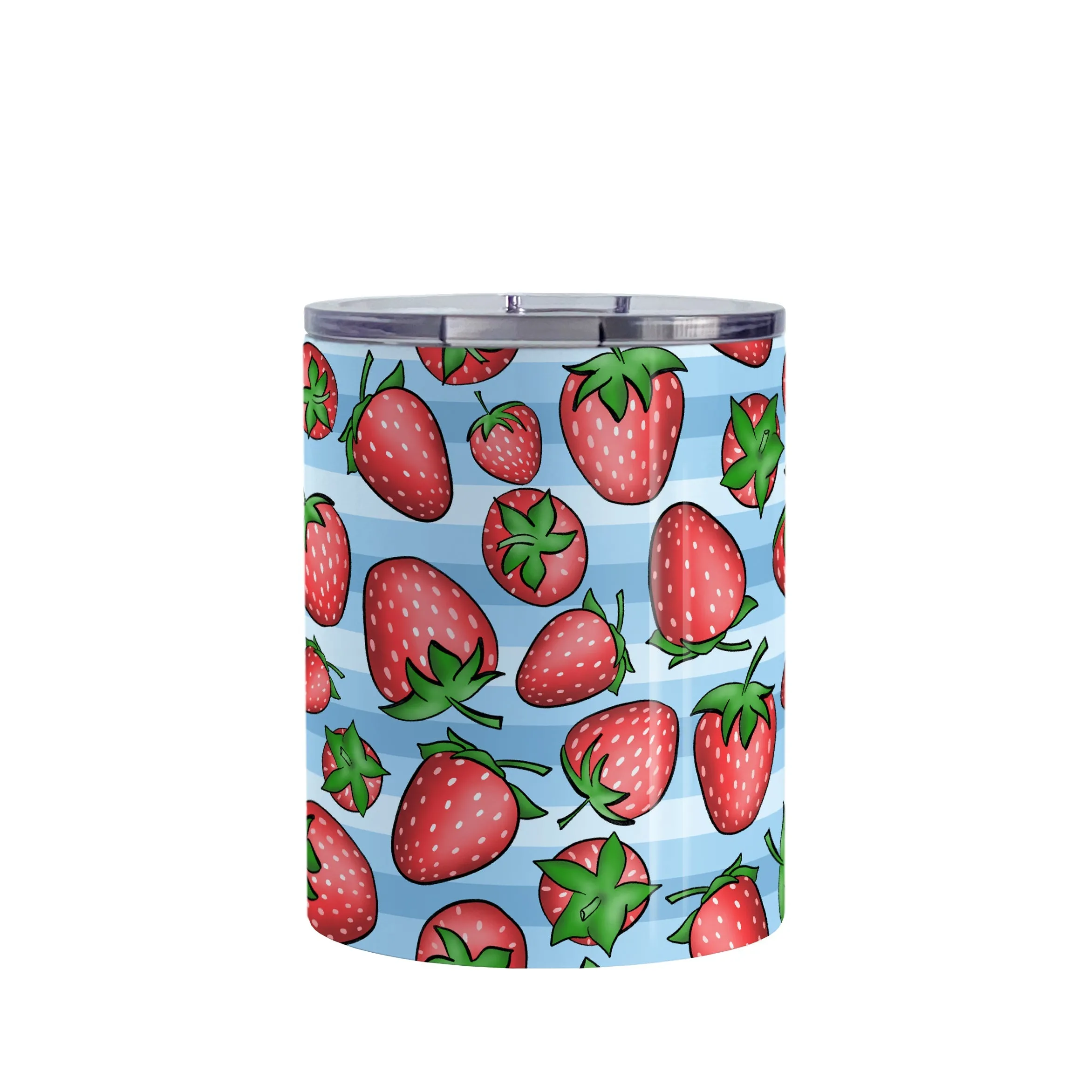 Strawberries on Blue Stripes Tumbler Cup