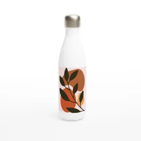 Stylish Plant Aesthetic White 17oz Stainless Steel Water Bottle – Perfect for Nature Lovers