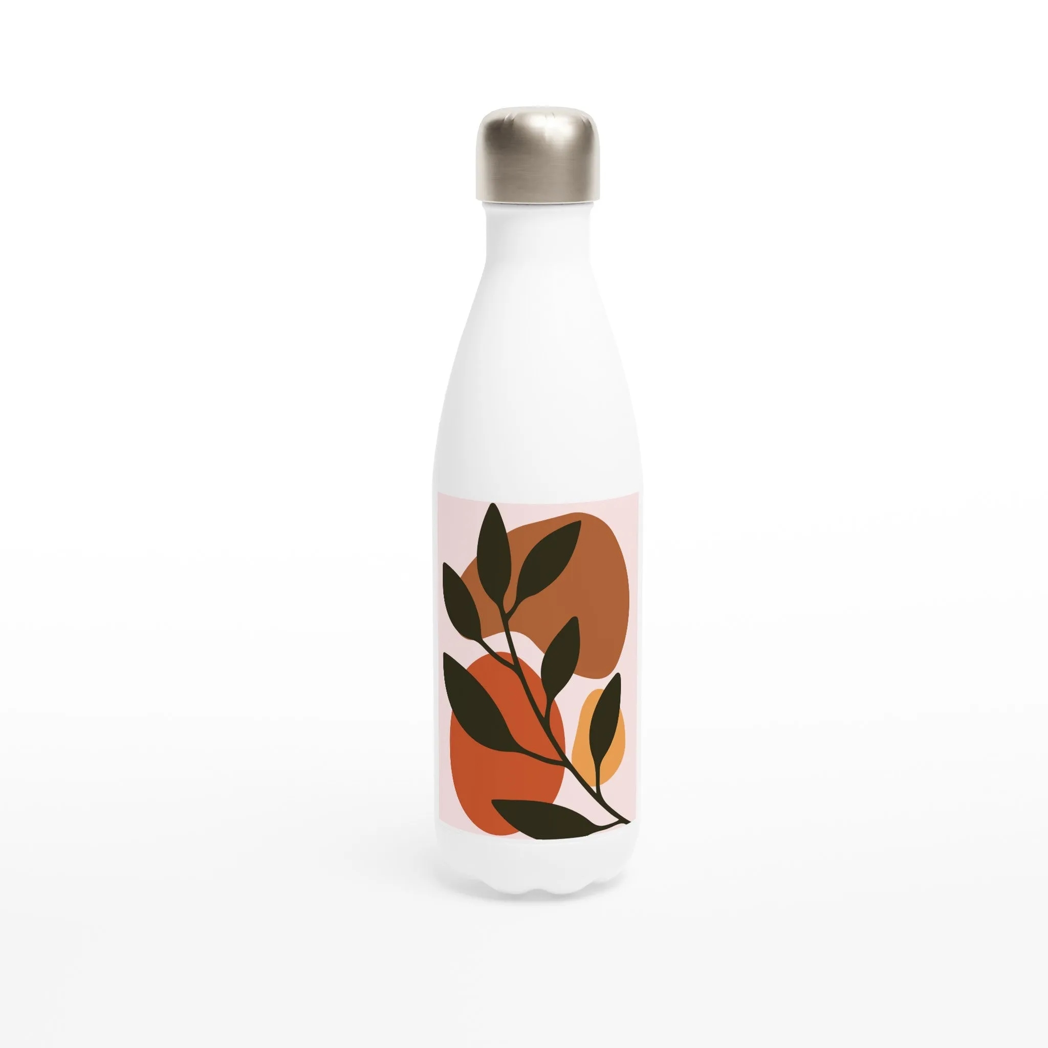 Stylish Plant Aesthetic White 17oz Stainless Steel Water Bottle – Perfect for Nature Lovers