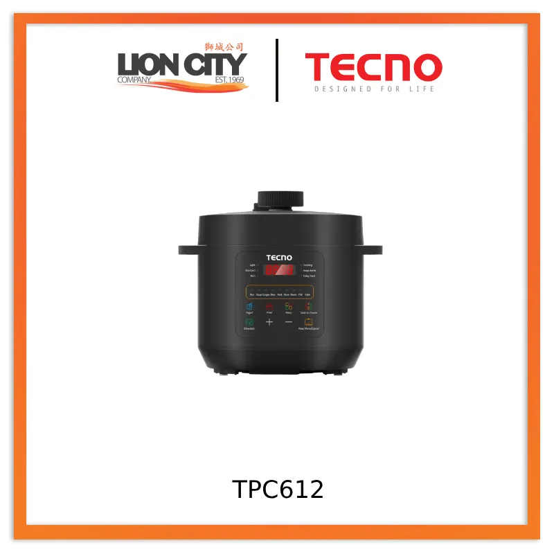 Tecno Uno TPC 612 Pressure Cooker Black 6L, 11 Functions