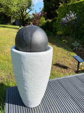 Vase Globe Water Feature with LED Lights -  Solar Panel 65x31x31