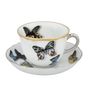 Vista Alegre Butterfly Parade Coffee Cups and Saucers, Set of 2