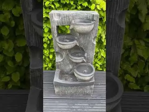 Waterfall Feature 4 Water Bowls with LED Lights - Solar Panel 59x29x25