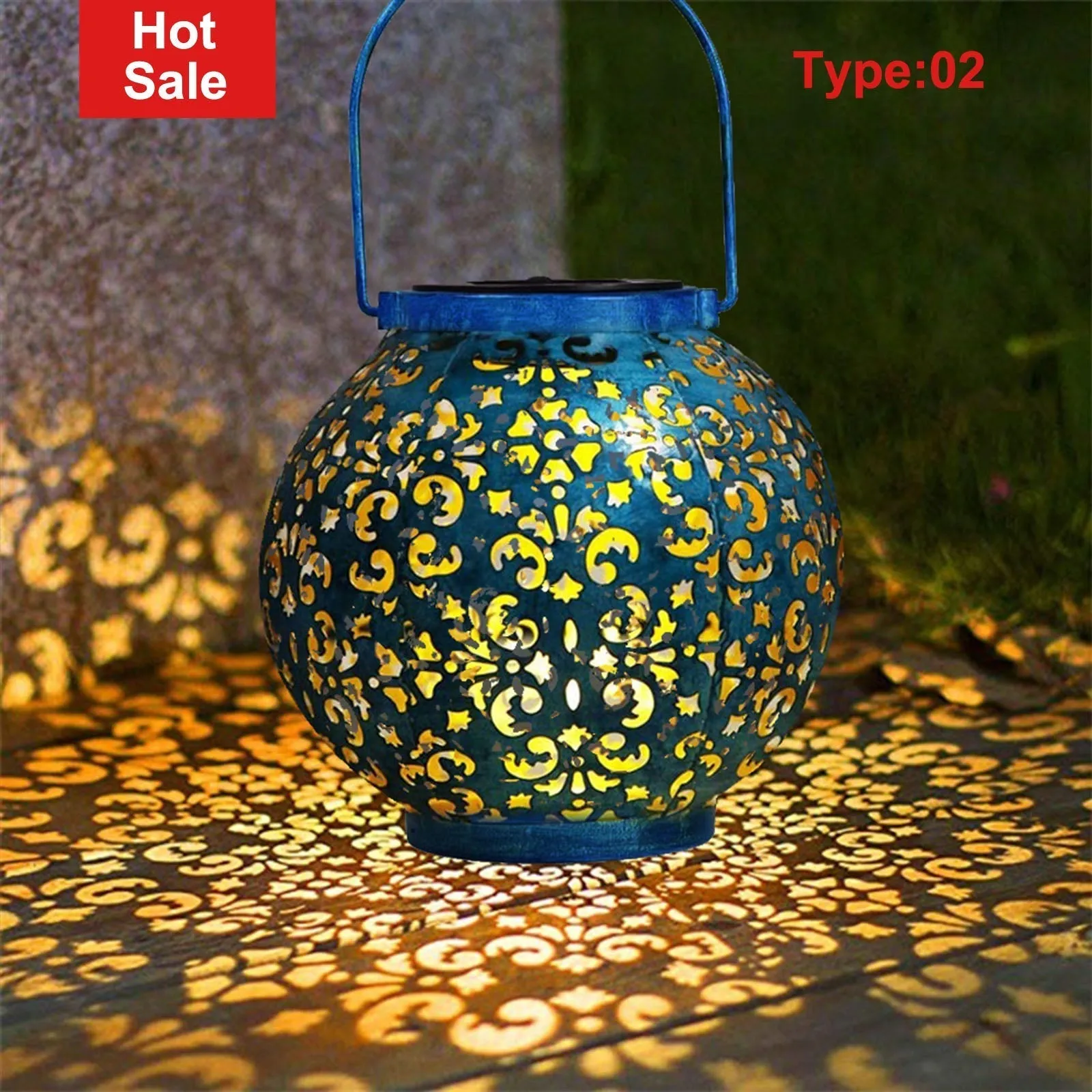 Waterproof Solar Lamp Retro Hollow Lantern Light Art Decorative Solar garden light Solar LED Light for Courtyard Landscape