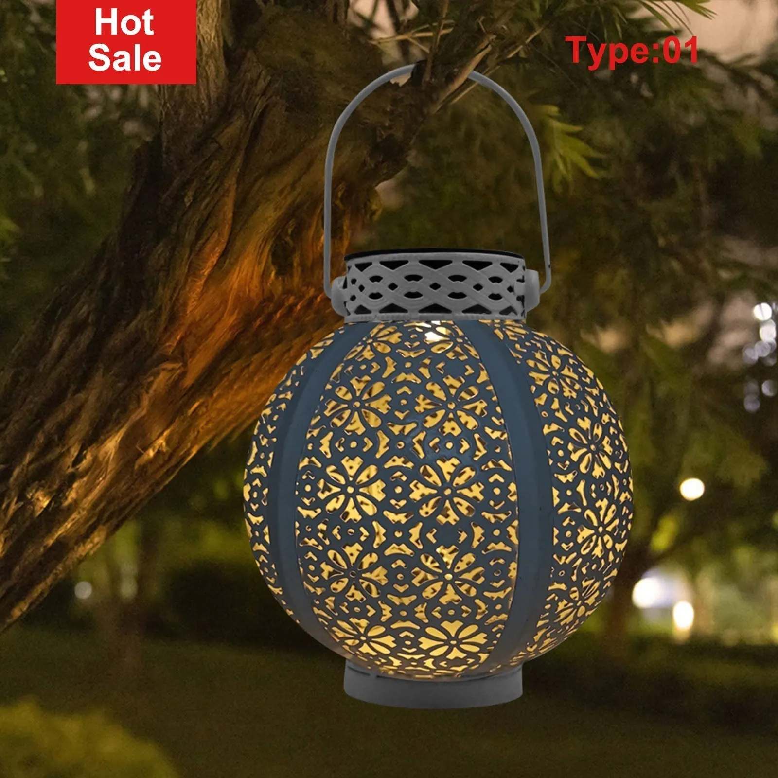 Waterproof Solar Lamp Retro Hollow Lantern Light Art Decorative Solar garden light Solar LED Light for Courtyard Landscape