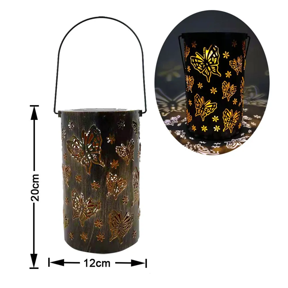 Waterproof Solar Lamp Retro Hollow Lantern Light Art Decorative Solar garden light Solar LED Light for Courtyard Landscape