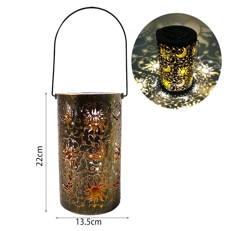 Waterproof Solar Lamp Retro Hollow Lantern Light Art Decorative Solar garden light Solar LED Light for Courtyard Landscape