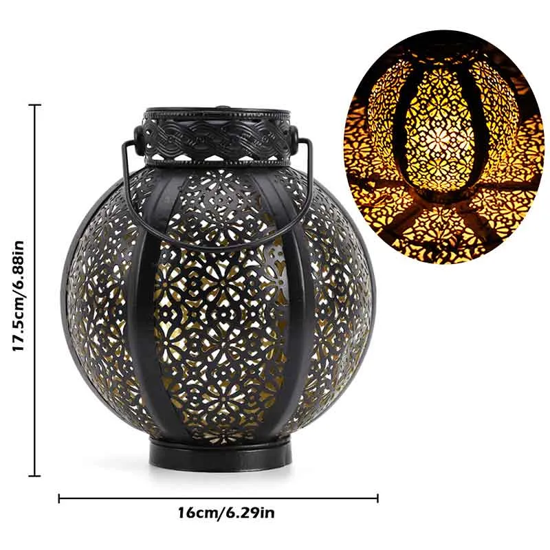 Waterproof Solar Lamp Retro Hollow Lantern Light Art Decorative Solar garden light Solar LED Light for Courtyard Landscape