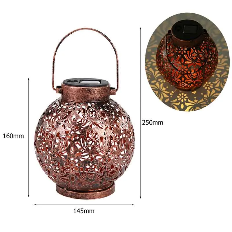 Waterproof Solar Lamp Retro Hollow Lantern Light Art Decorative Solar garden light Solar LED Light for Courtyard Landscape