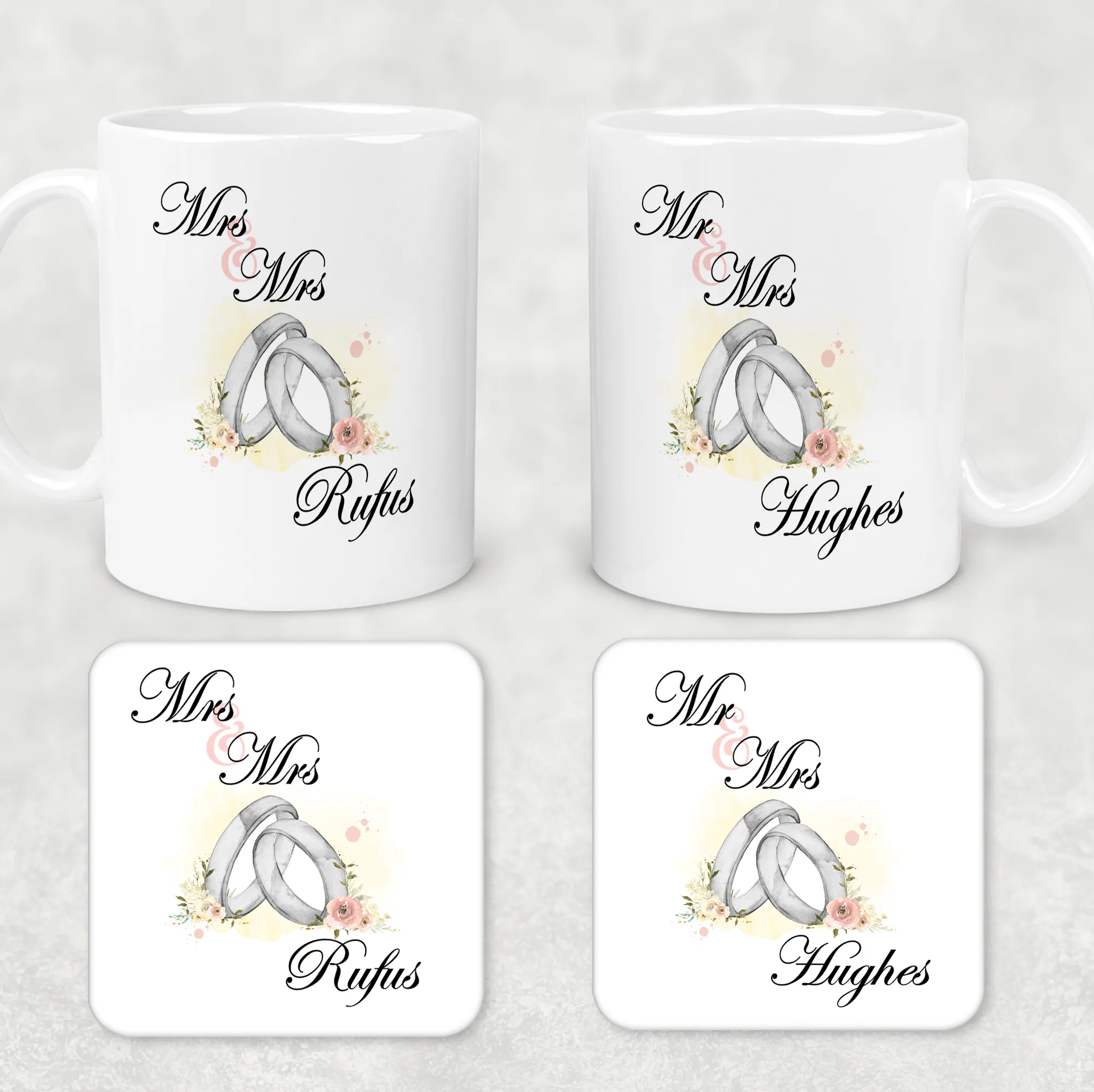 Wedding Rings Mr & Mrs Personalised Engagement Mug