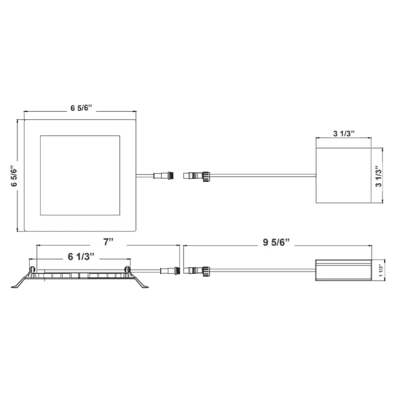 Westgate SSL6 6" LED Square Ultra Slim Recessed Light, CCT Selectable