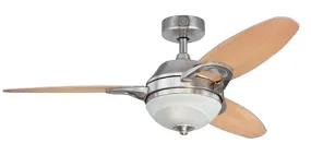 Westinghouse 7224400 Ceiling Fan with Light Fixture, 3-Blade, Beech/Weathered Maple Blade, 46 in Sweep, Plywood Blade :EA: QUANTITY: 1