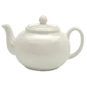 White Stoneware Teapot, 6 cup