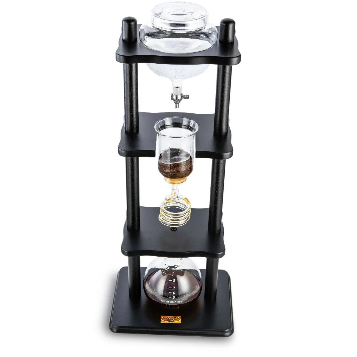 Yama 6-8 Cup Cold Brew Tower Straight Black Wood Frame (32oz)