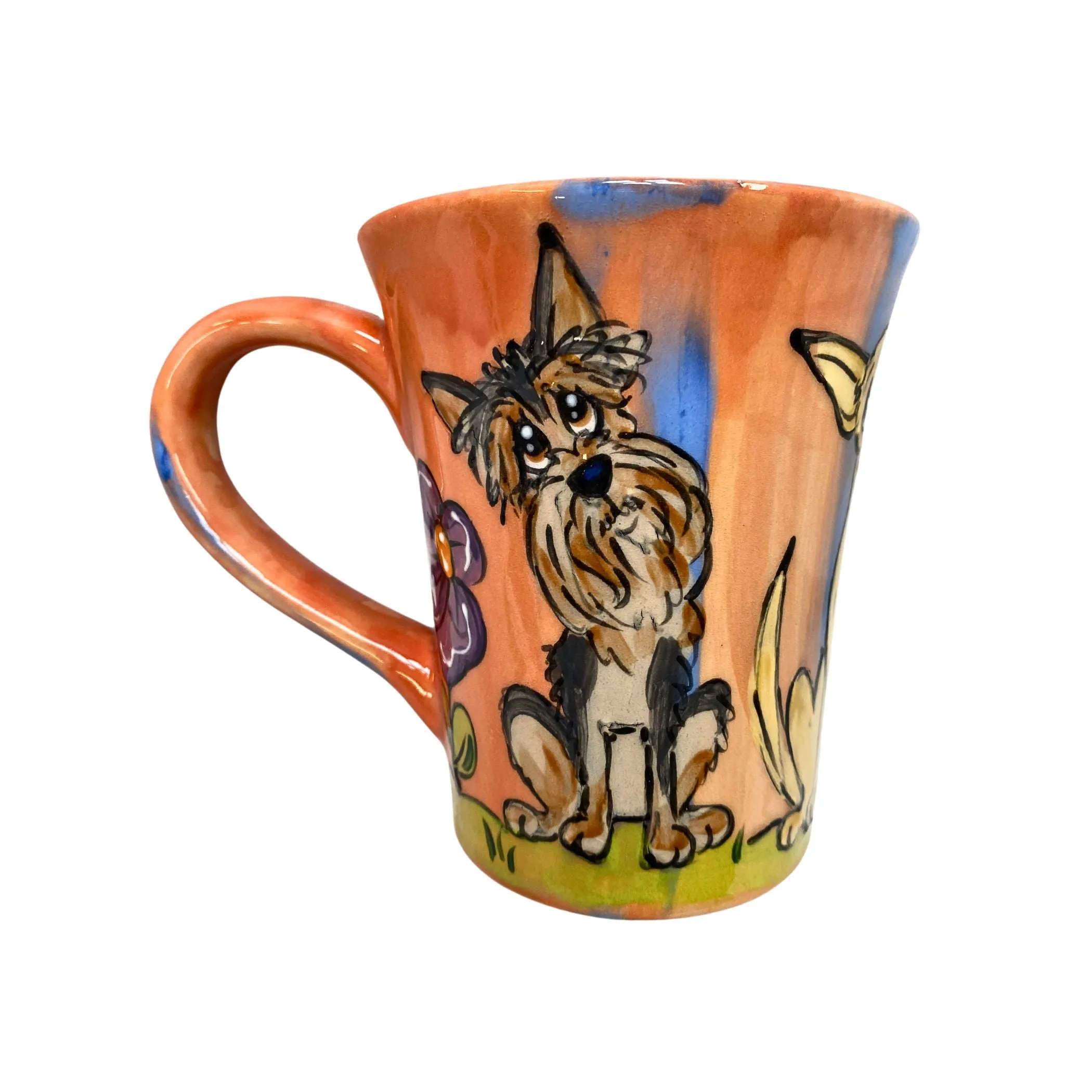 Yorkie Garden Glee - Hand-Painted Ceramic Mug