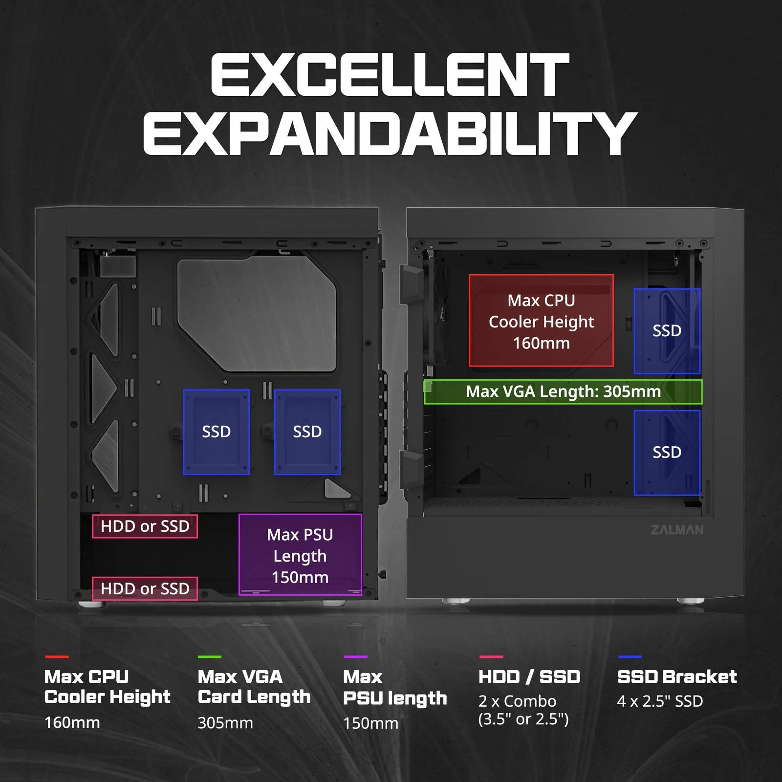 Zalman T7 ATX Compact Mid-Tower PC Case w/ Tempered Glass Side Panel